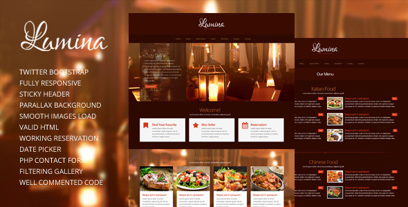 Lumina - Responsive Restaurant Website Template