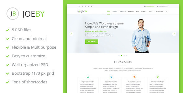 JoeBy – One Page Business PSD Template - PSD Templates 