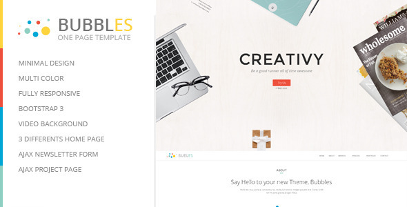 Bubbles Responsive Parallax One Page Template
