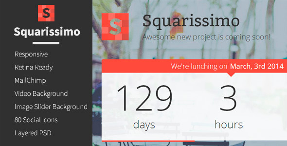 Squarissimo - Responsive Coming Soon Template