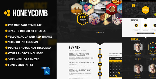 Honeycomb One Page PSD Template - Creative PSD Templates