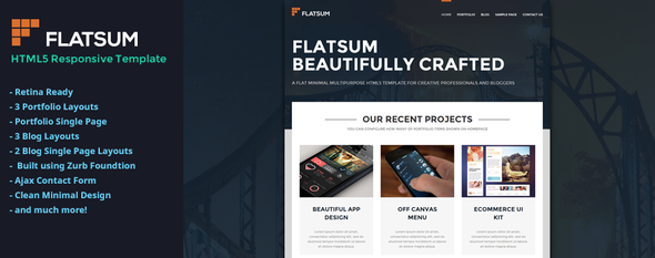 FlatSum - Minimal HTML5 Portfolio Template - Creative Site Templates