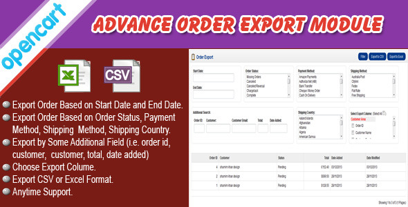 Opencart Order Export Module - CodeCanyon Item for Sale
