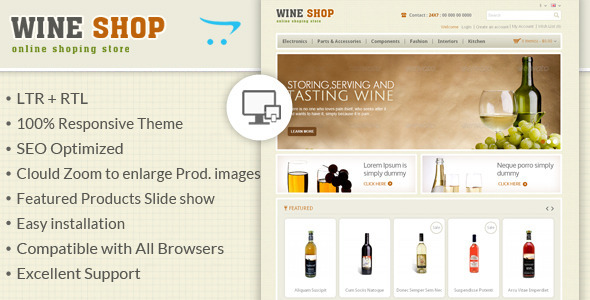Wine Shop - Responsive OpenCart Theme - OpenCart eCommerce