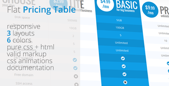 Flat Pricing Table - CodeCanyon Item for Sale