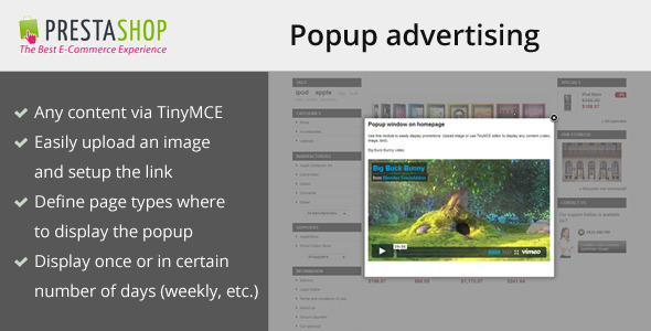 Popup advertising for Prestashop - CodeCanyon Item for Sale