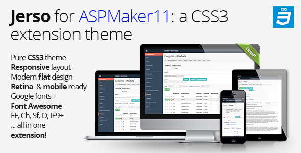 Jerso, a CSS3 extension theme for ASPMaker 11