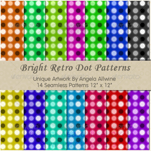 Bright Retro Dots Pattern Set - Patterns Backgrounds