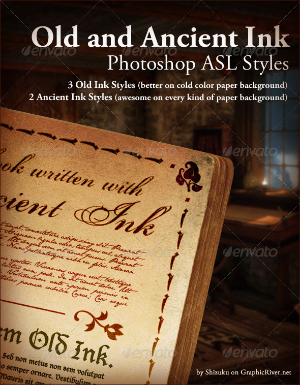 Old Ink and Ancient Ink ASL Photoshop styles GraphicRiver Item for Sale