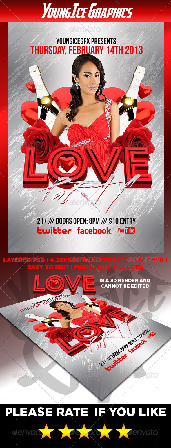 Love Party Flyer Template (Clubs & Parties)