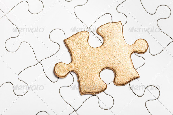 Golden Puzzle, business concept of Solution