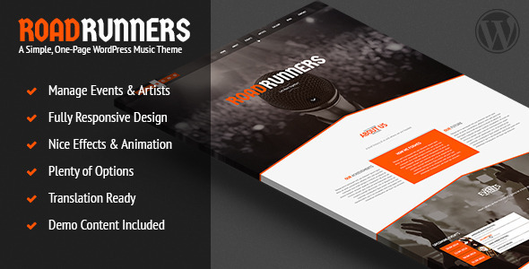 RoadRunners - A One-Page Music WordPress Theme - Music and Bands Entertainment