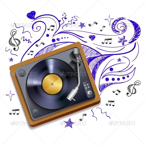Music Doodle Vinyl Record Player (Retro)