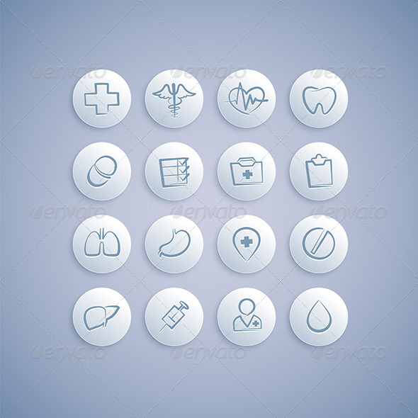 Set of Medical Icons on Pills (Miscellaneous)