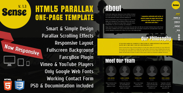Sense - One-Page Parallax HTML5 & CSS3 Template
