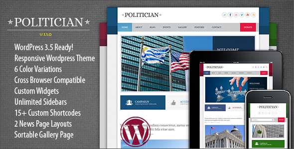 Politician Responsive WordPress Theme