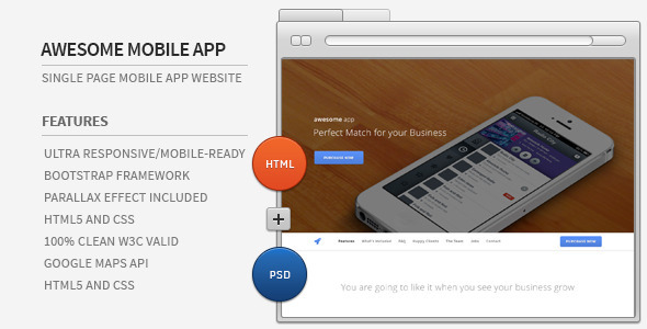 Awesome App Responsive Parallax HTML5 Showcase - Technology Site Templates