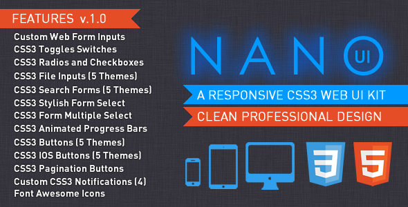 NANO UI - CSS3 Web Elements UI Kit