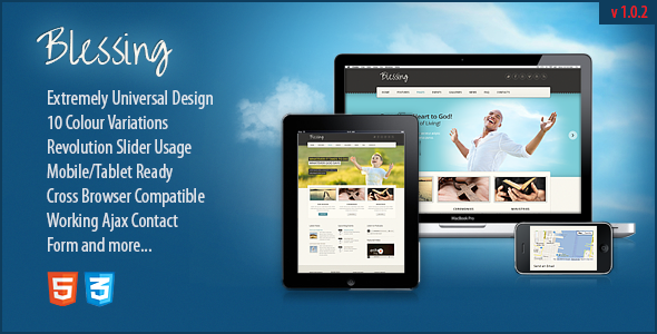 Blessing Responsive HTML5/CSS3 Template - Churches Nonprofit