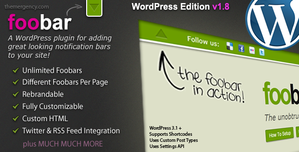 Foobar - панели уведомлений WordPress - CodeCanyon Предмет для продажи