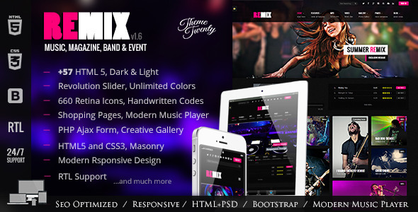 Remix - Music and Band HTML5 Template - Music and Bands Entertainment