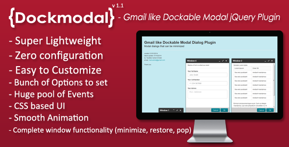 Dockmodal -Gmail like Dockable Modal Dialog Plugin - CodeCanyon Item for Sale