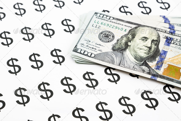 dollar sign and money currency banknotes