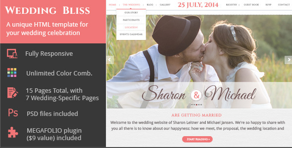 Wedding Bliss - a Unique Wedding Template - Wedding Site Templates