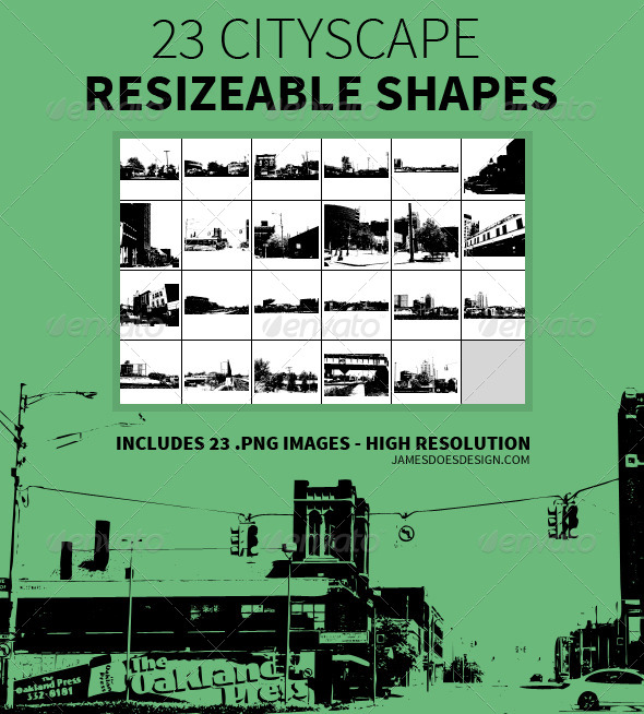 23 Cityscape Resizeable Shapes
