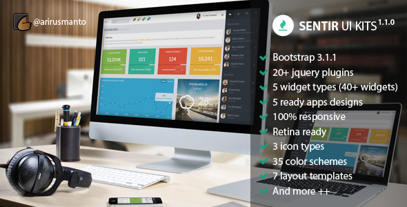Sentir - Responsive Admin and Dashboard UI Kits - Admin Templates Site Templates