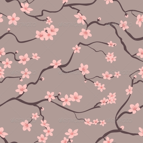 GraphicRiver Floral Seamless Background Pattern of Cherry Tree 8076216